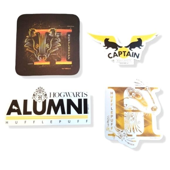 NEW HARRY POTTER HUFFLEPUFF WATERPROOF VINYL DECALS LOT OF 4. SHIPPING DISCOUNT - Picture 1 of 4